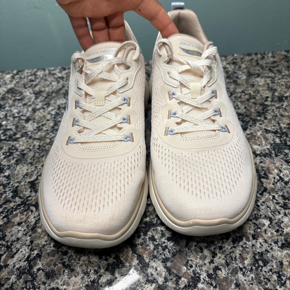 Skechers Arch Fit Big Appeal Cream Taupe Mesh Sneakers 150754 Womens 9.5 - Picture 5 of 8
